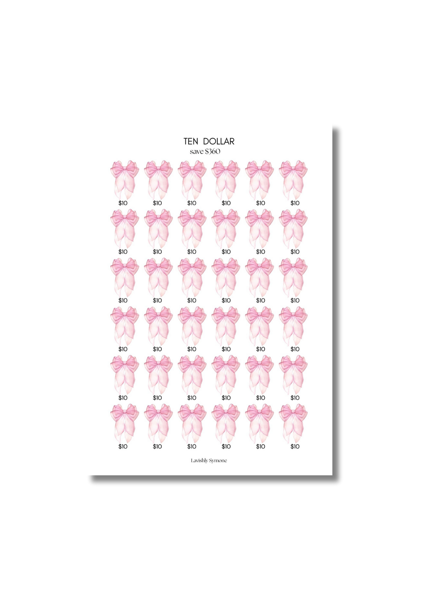 Ten Dollar | Saving Challenge (Cute Bow Theme)