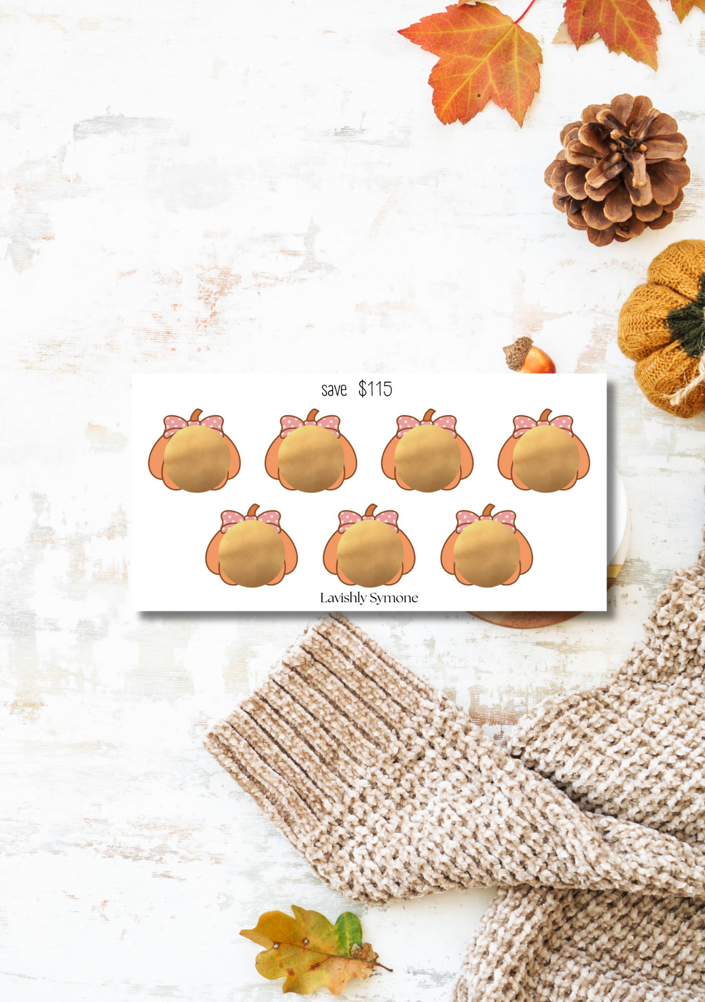 Save $115 | Bow Tie Pumpkin Scratch off Saving Challenge