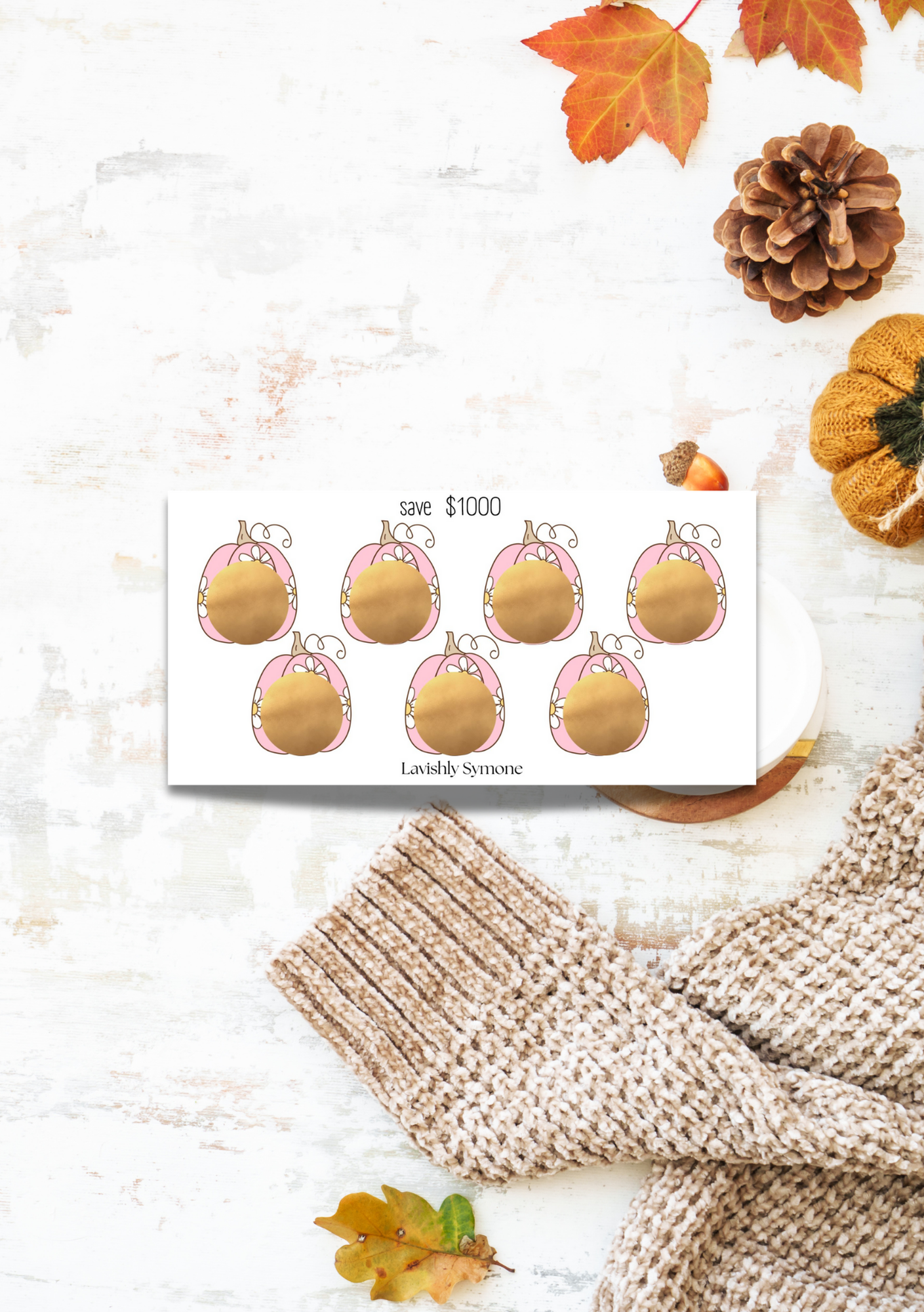 Save $1000 | Daisy Autumn Scratch off Saving Challenge