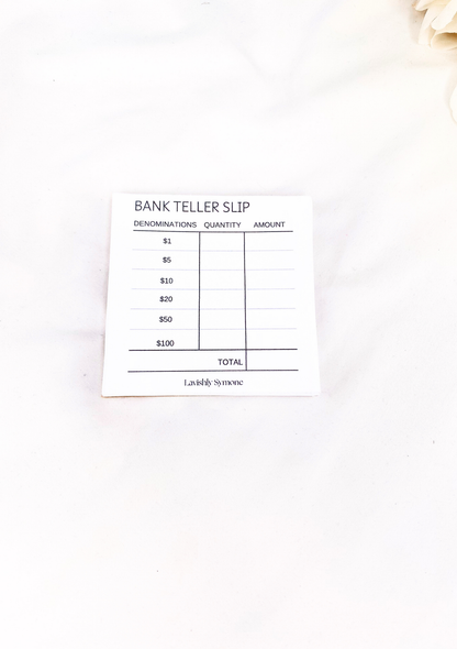 Bank Teller Slip | Notepad | Simple Aesthetic