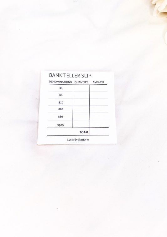 Bank Teller Slip | Notepad | Simple Aesthetic