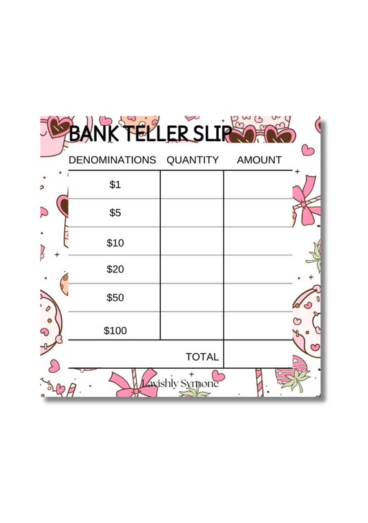 Bank Teller Slip | Notepad | Sweet Treat Theme
