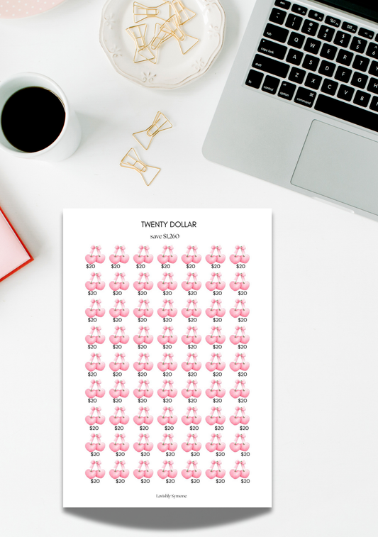 Twenty Dollar | Saving Challenge (Cherry Theme)