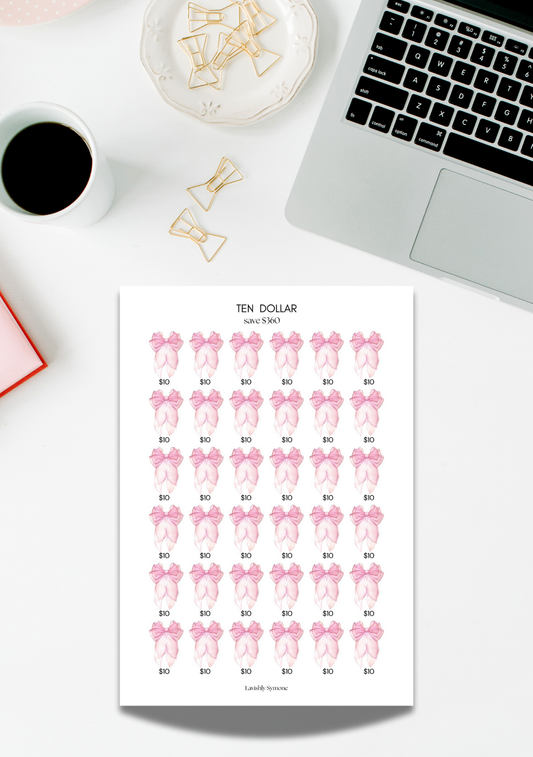 Ten Dollar | Saving Challenge (Cute Bow Theme)