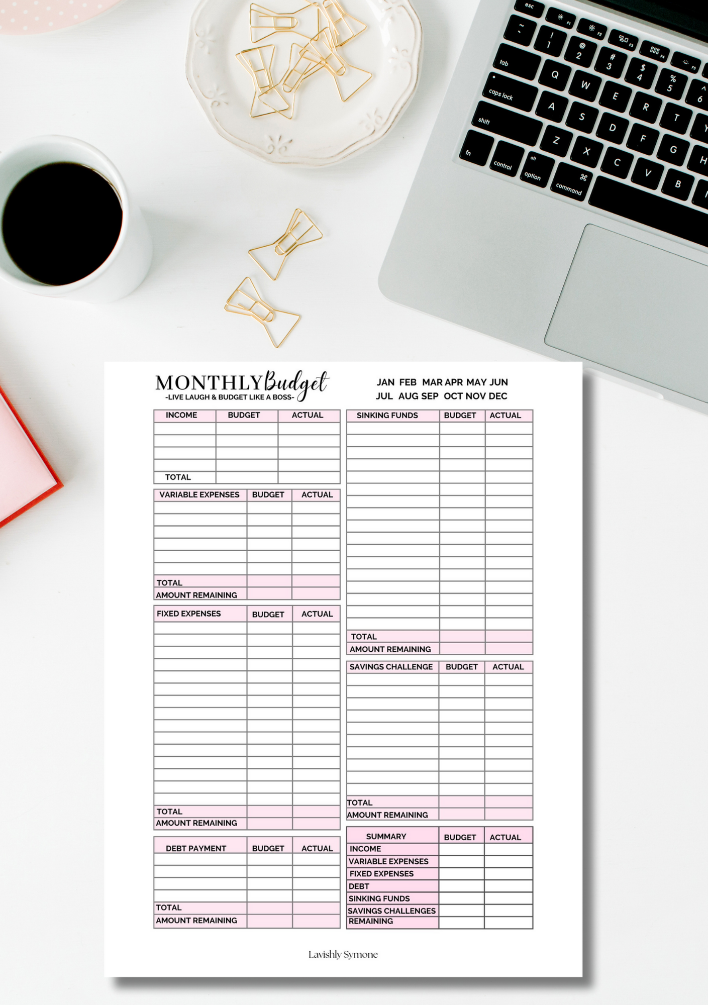 Monthly Budget Template | Digital Download