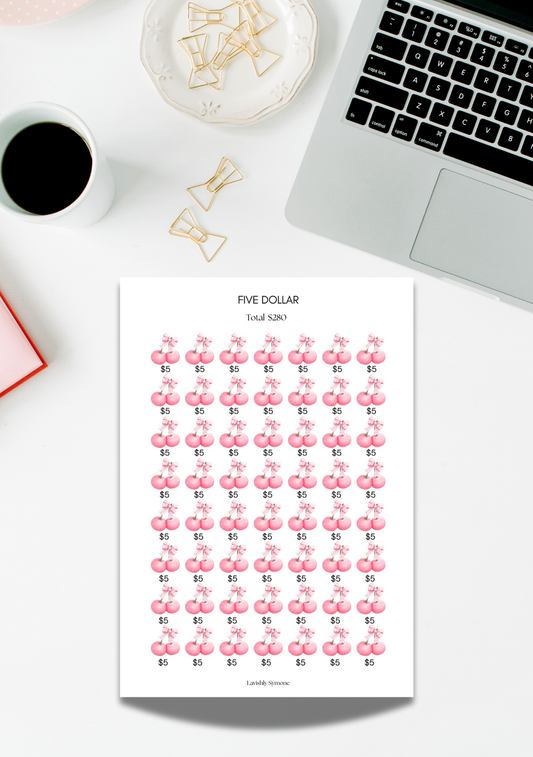 Five Dollar | Saving Challenge (Cherry Theme)