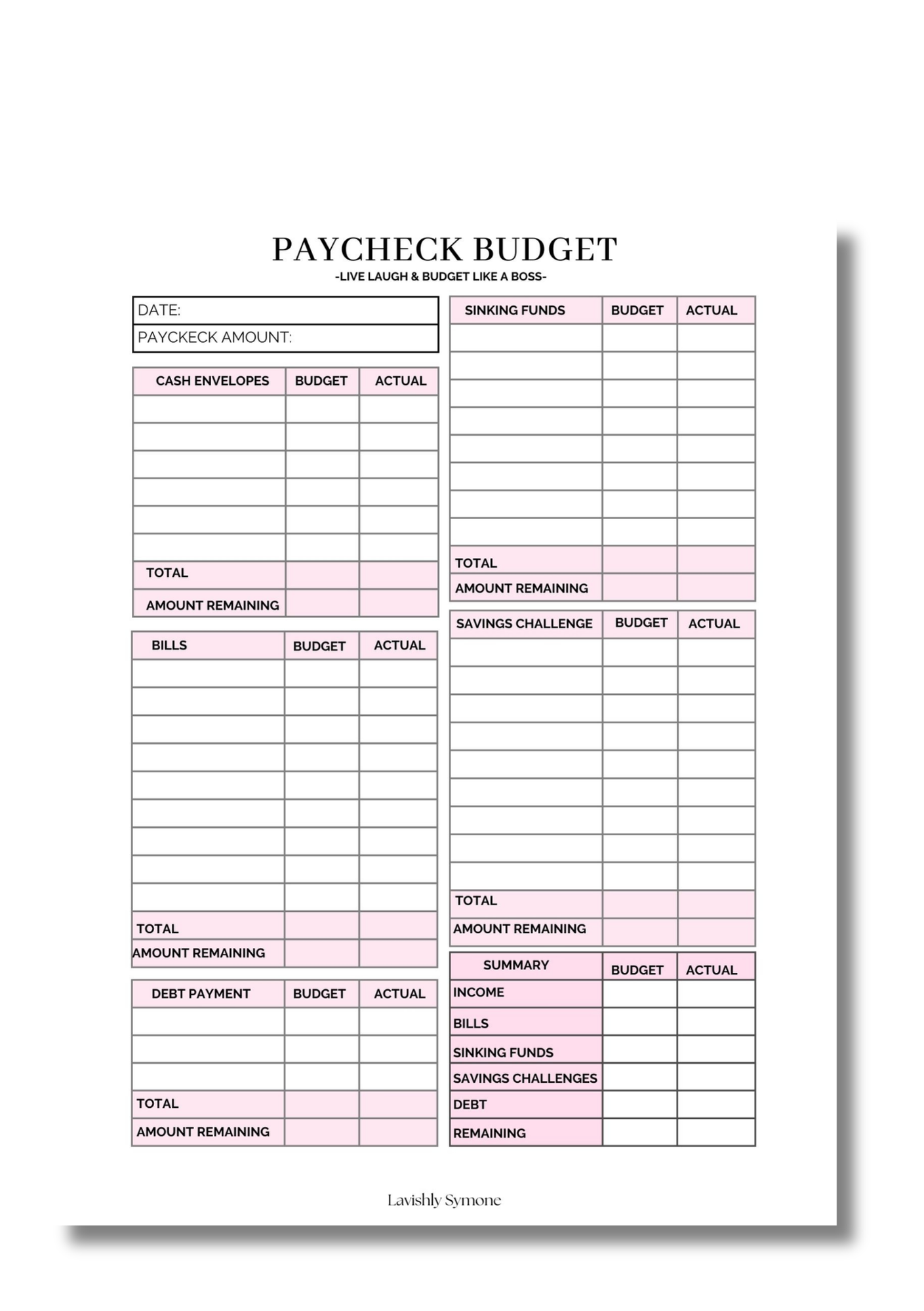 Paycheck Budget Template | Digital Download
