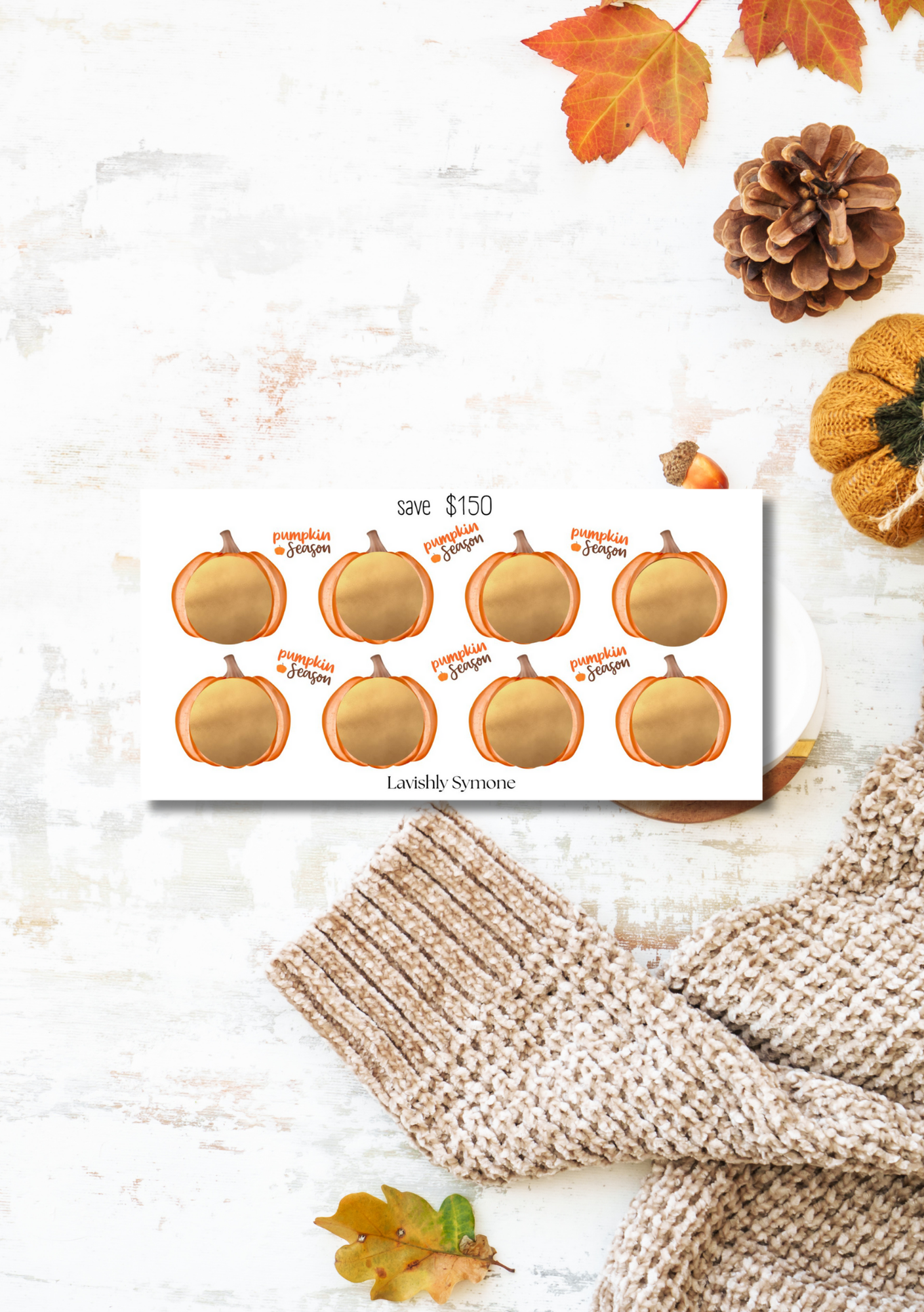 Save $150 | Pumpkin Season Scratch-Off Saving Challenge
